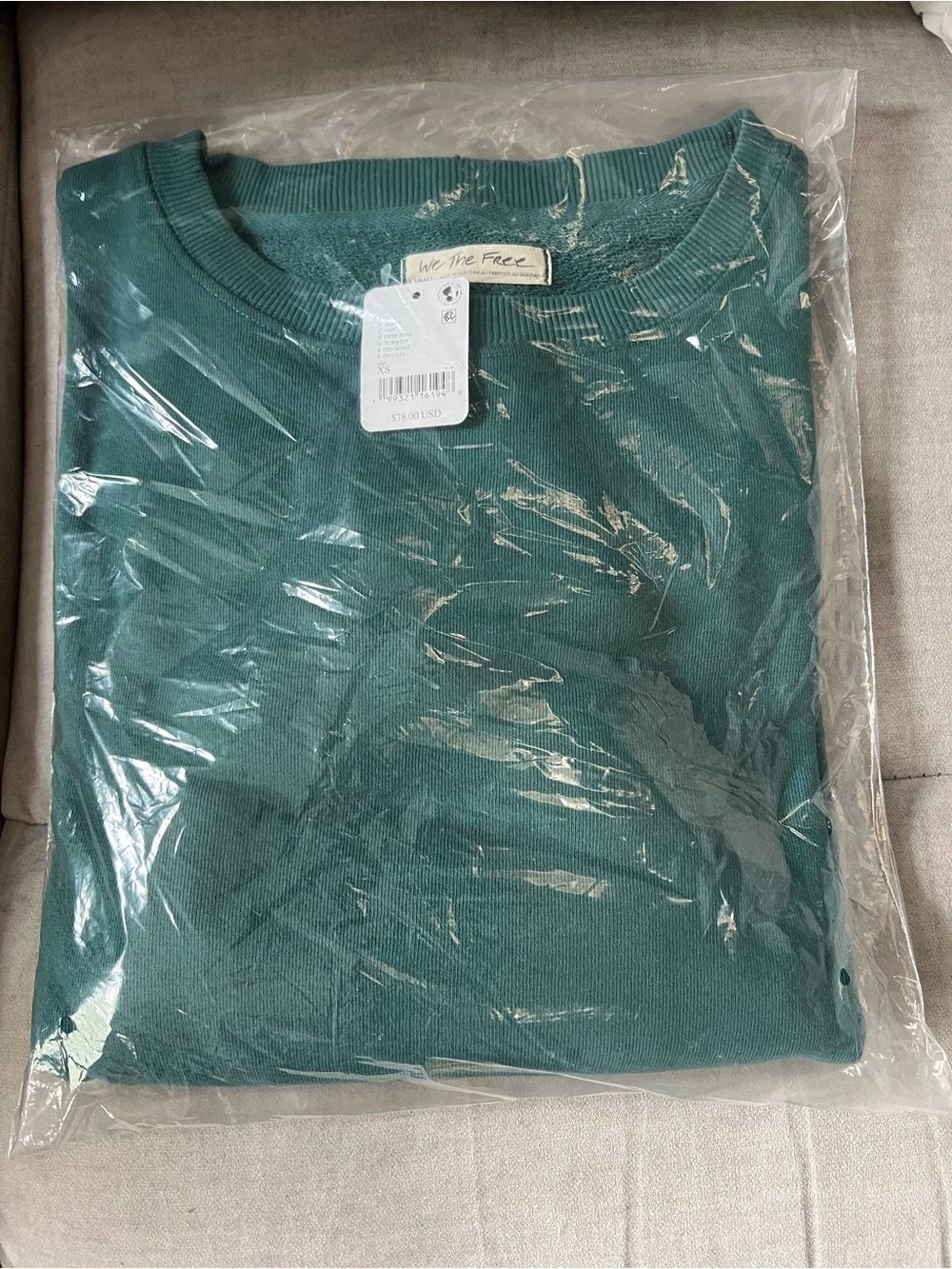 Free People We The Free Camden Sweatshirt in Deep Teal Size XS NWT - Picture 2 of 6
